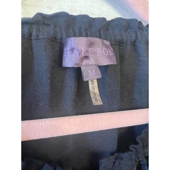 Hale Bob Black Long Sleeve Eyelet Top Size MED - Picture 4 of 5